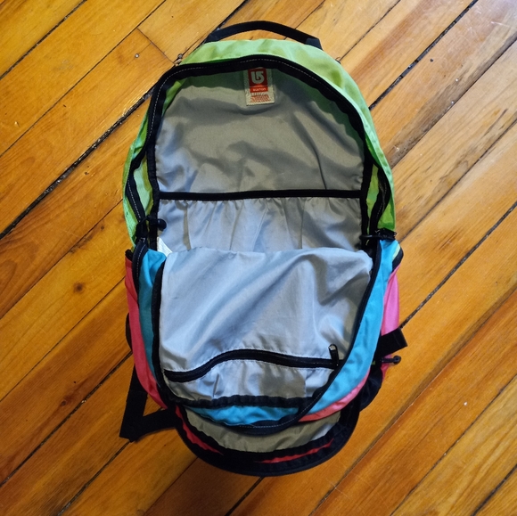 Retro 80s style Burton color block backpack neon green pink blue - Picture 5 of 9